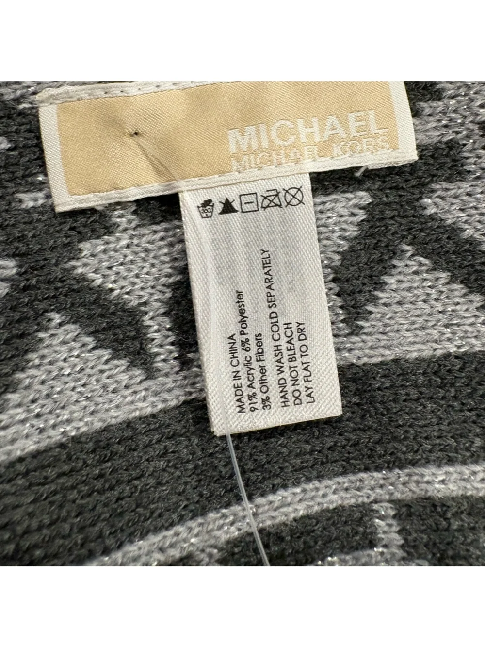 Michael Kors Gray and Dark Gray MK Logo Knit Scarf